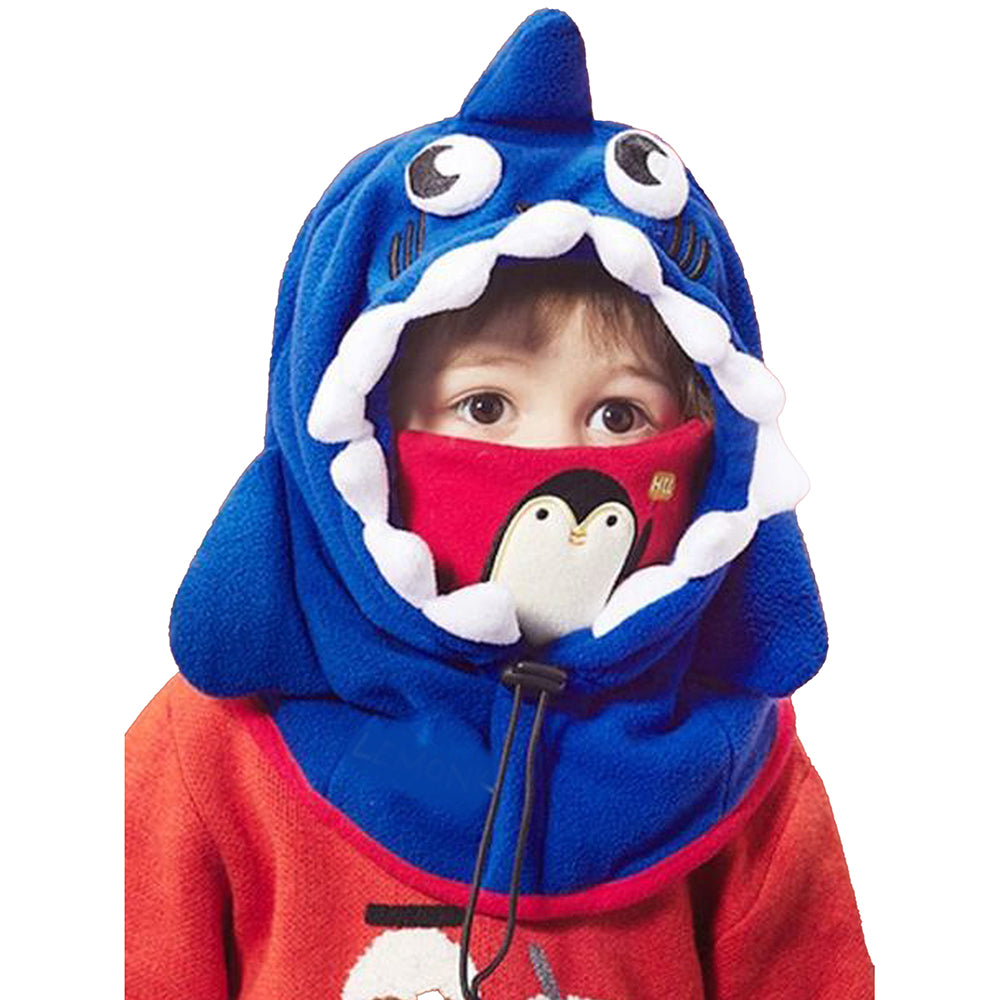 Little Surprise Box Shark Penguin theme Fleece Winter Cap covering Mouth, Neck and Head for Minus degree Temperature