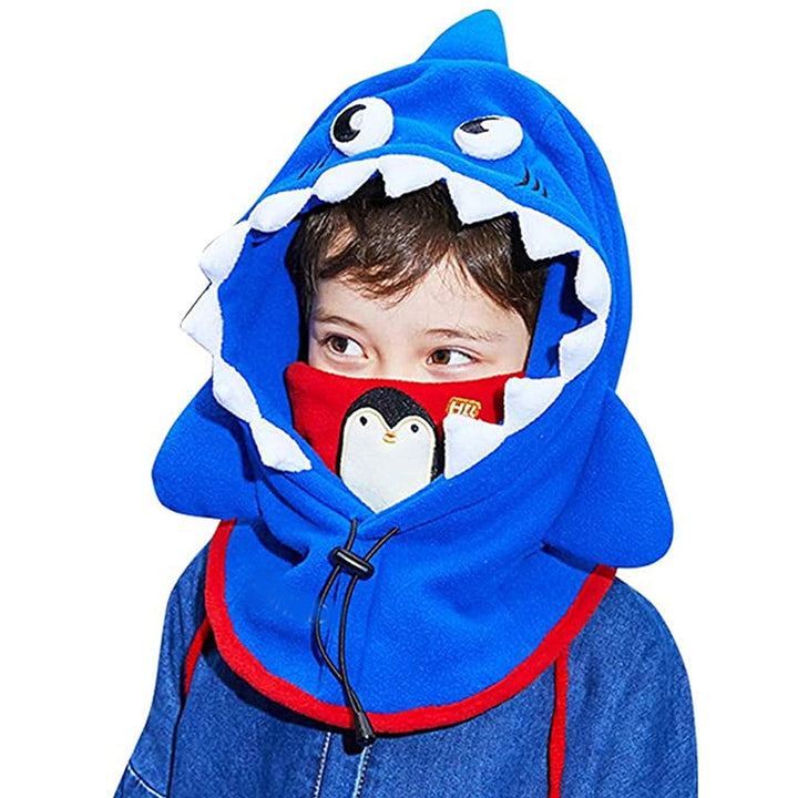 Little Surprise Box Shark Penguin theme Fleece Winter Cap covering Mouth, Neck and Head for Minus degree Temperature