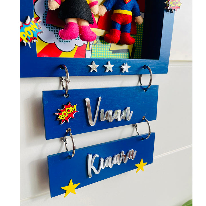 Little Surprise Box, Brother & Sister Personalised Name Plate for Room Decor