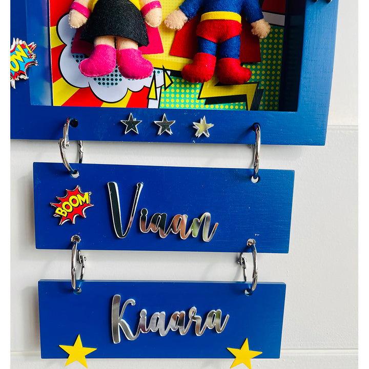 Little Surprise Box, Brother & Sister Personalised Name Plate for Room Decor