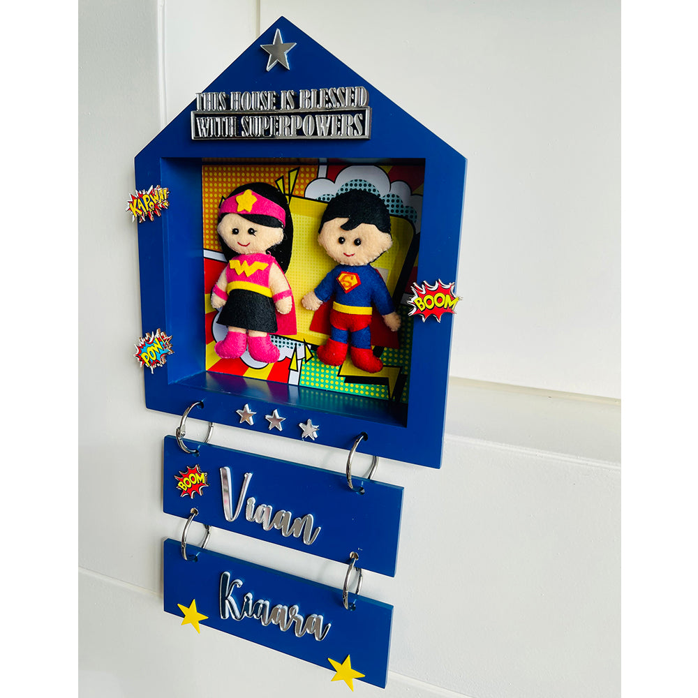 Little Surprise Box, Brother & Sister Personalised Name Plate for Room Decor