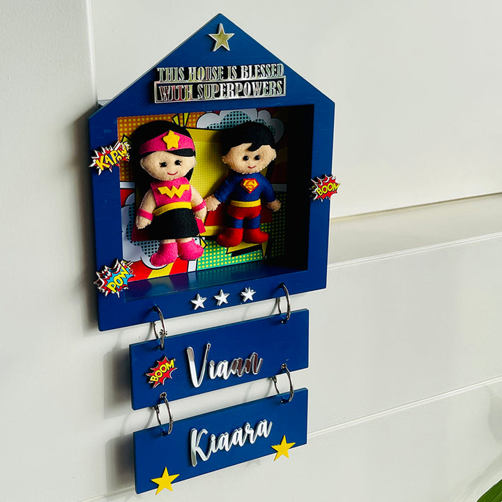 Little Surprise Box, Brother & Sister Personalised Name Plate for Room Decor