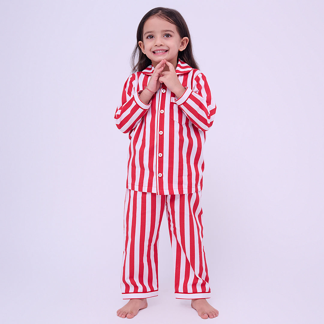 Holiday Stripes Pajama Set For Kids