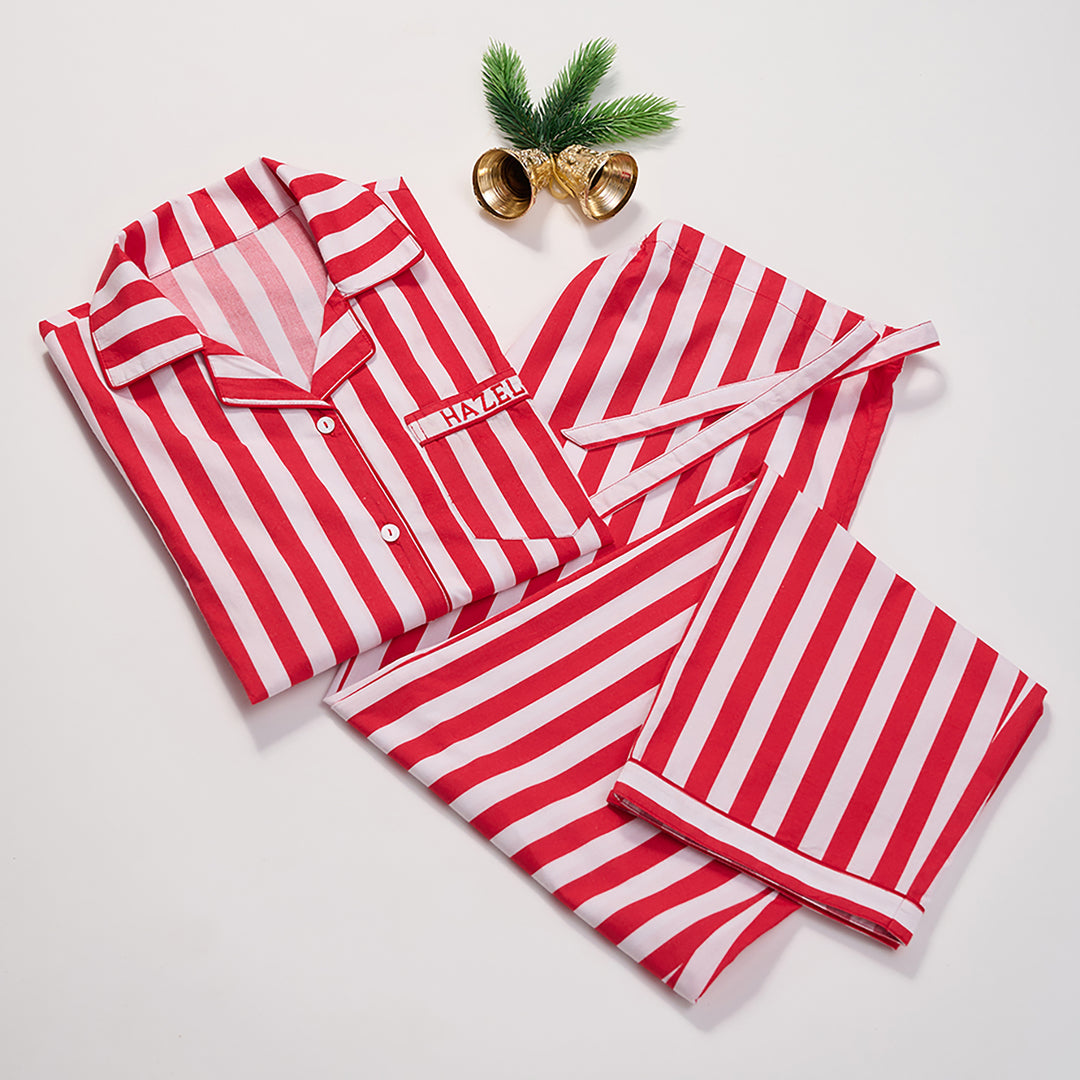 Women Holiday Stripes Pajama Set