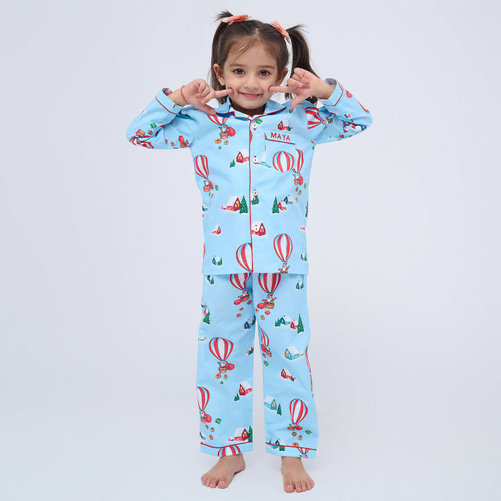 Santa’s Balloon Ride Pajama Set For Kids