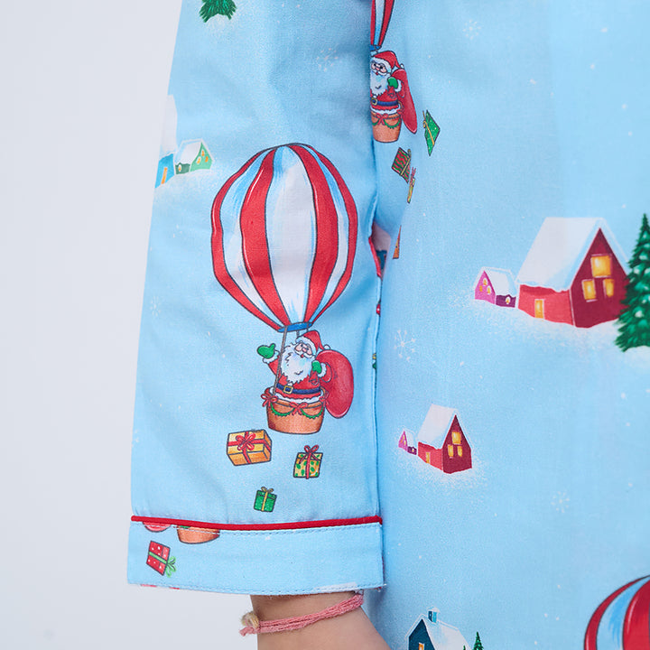Santa’s Balloon Ride Pajama Set For Kids