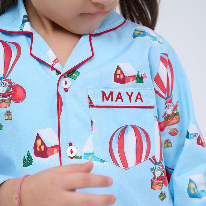 Santa’s Balloon Ride Pajama Set For Kids