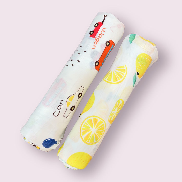 Lemon Drive Muslin Swaddles - Set of 2