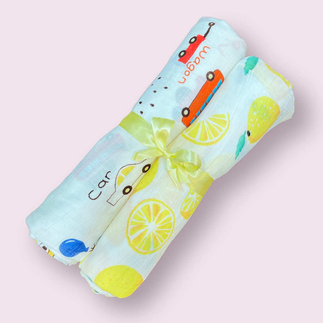 Lemon Drive Muslin Swaddles - Set of 2