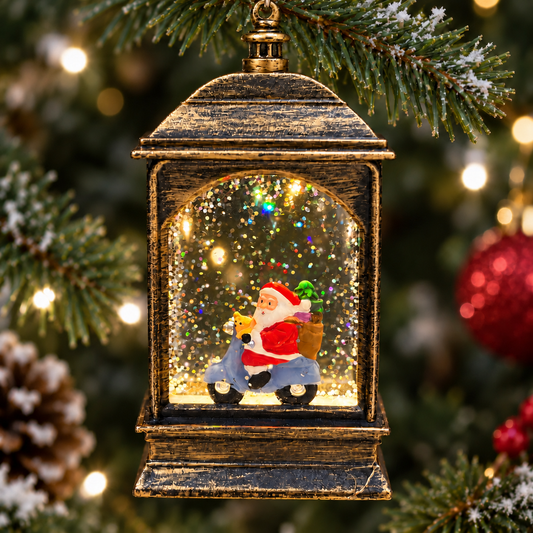 Light Up Santa Scooter Lantern Hanging