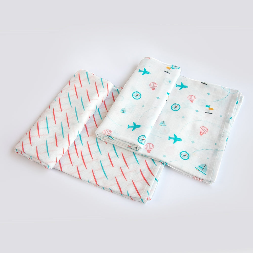 Lil Travellers & Doodle Rain- Organic Luxury Swaddles Set