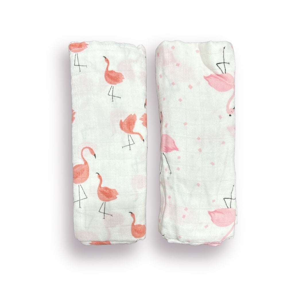 Lily Flamingo Muslin Swaddles - Set of 2