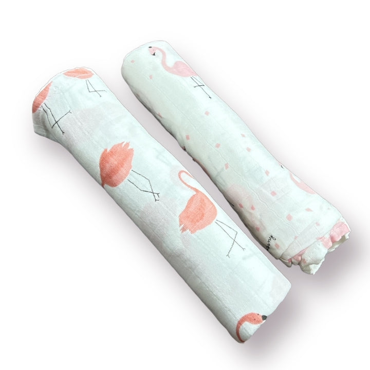 Lily Flamingo Muslin Swaddles - Set of 2