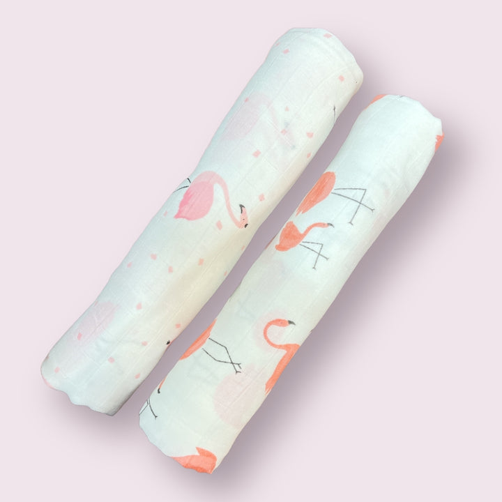 Lily Flamingo Muslin Swaddles - Set of 2