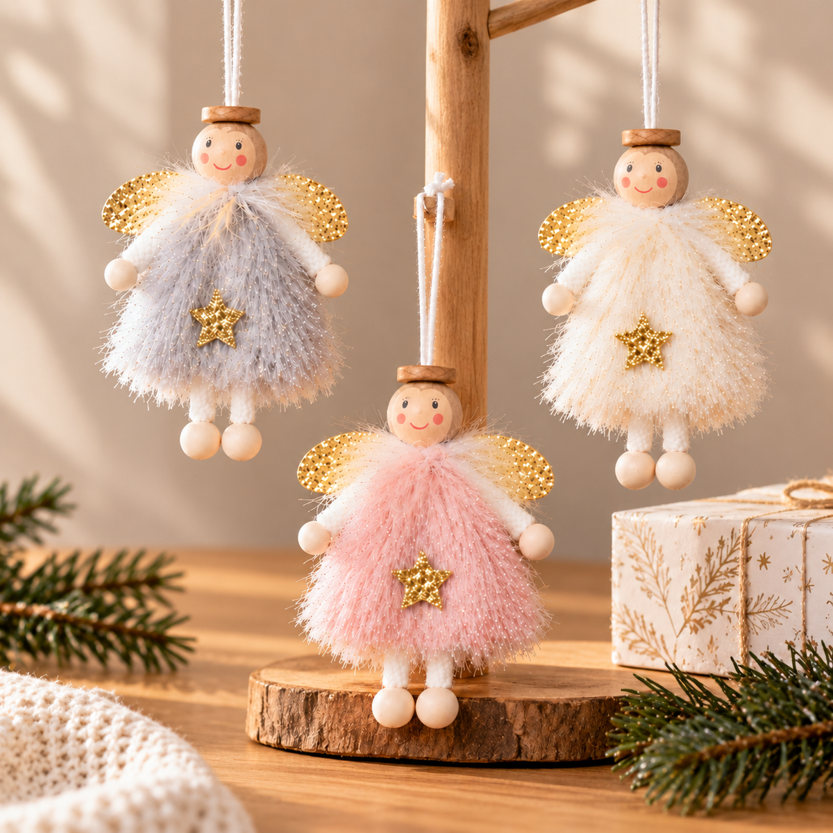 Little Angel Soft Fabric Christmas Ornaments - Set of 3