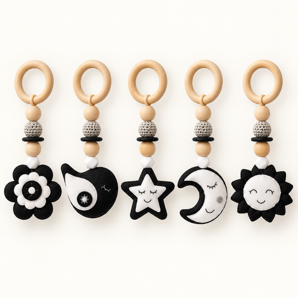 Little Dreamers – Black & White Wooden Baby Play Gym with play mat