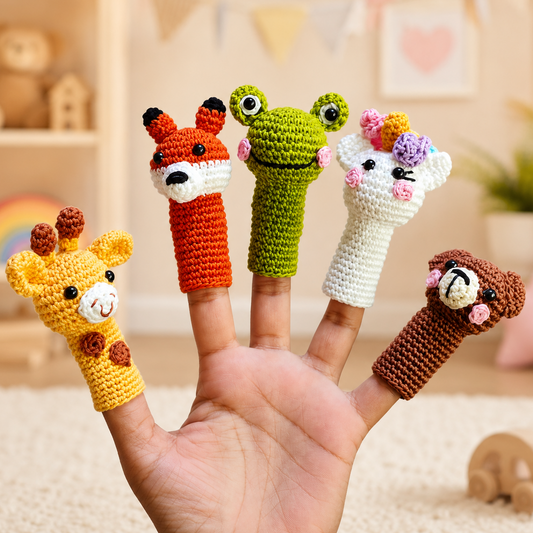 Babble Wrap Little Fingers, Big Stories – Animal Puppet Set Of 5