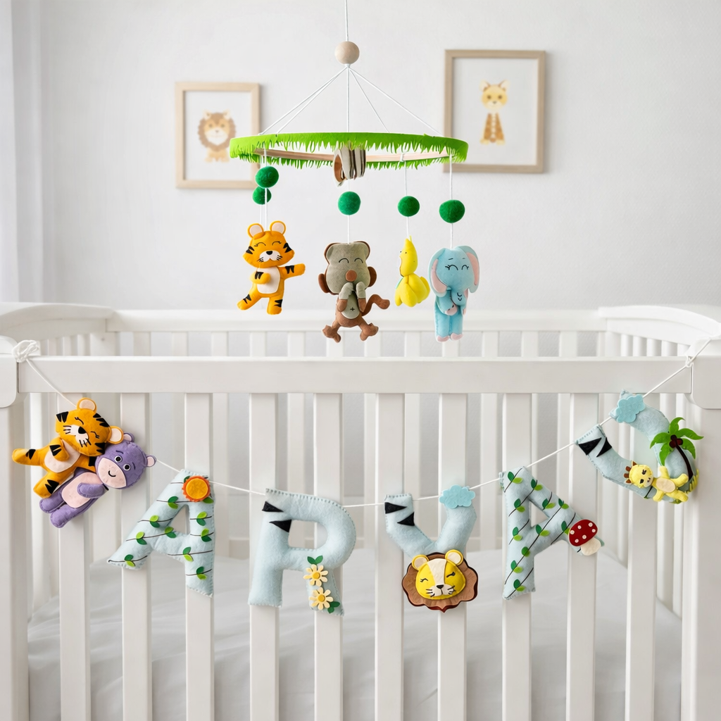Little Jungle Tales Sky Safari Cot Mobile & Bunting Combo