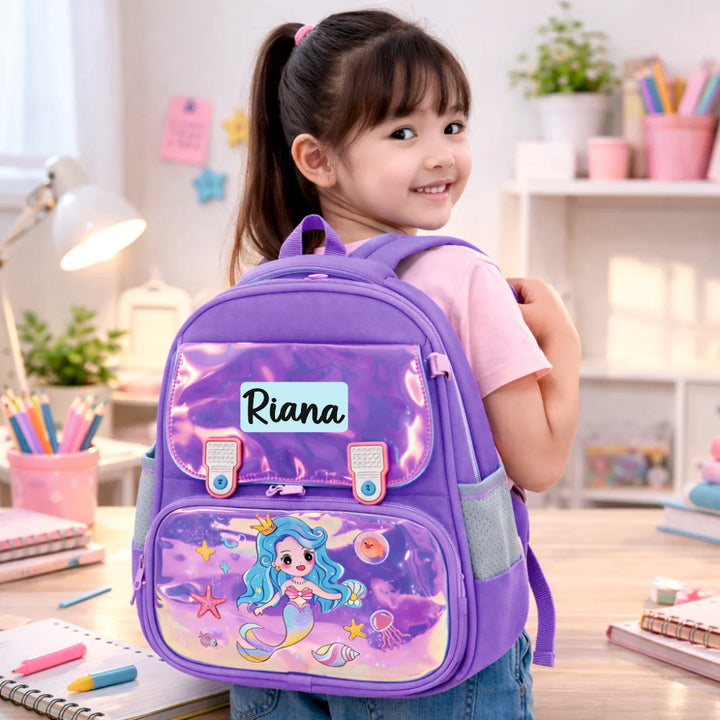 Little Dreamers Hologram Backpack For Todlers & Kids - Lavender Lagoon Mermaid