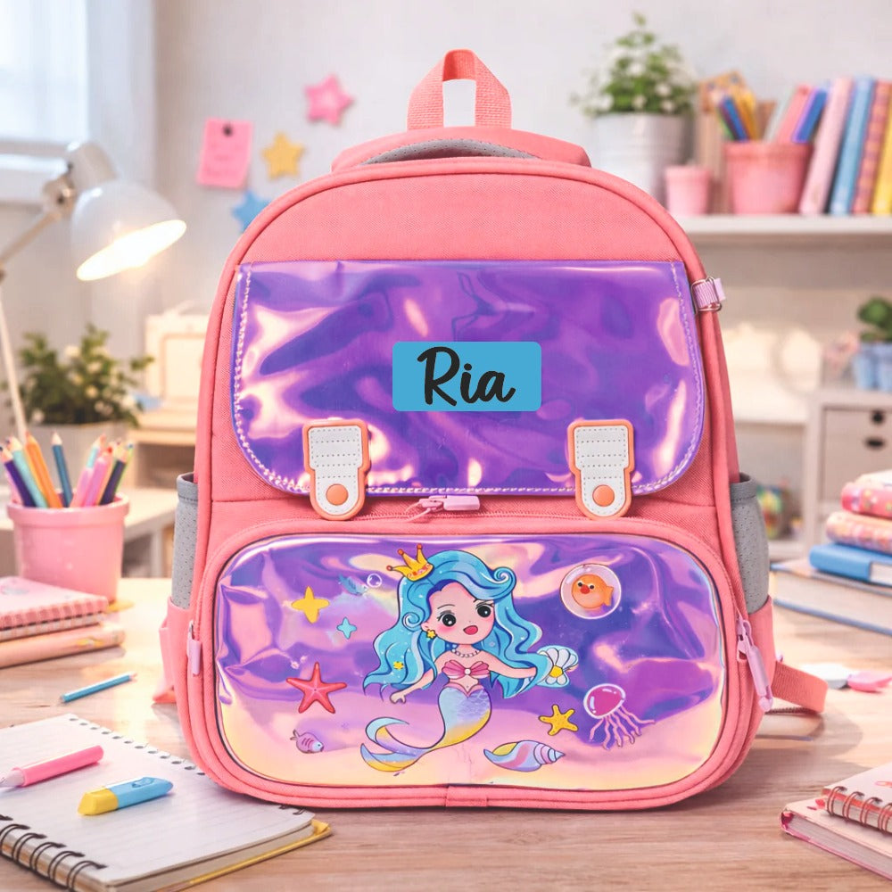 Little Dreamers Hologram Backpack For Todlers & Kids  - Pink Pearl Princess