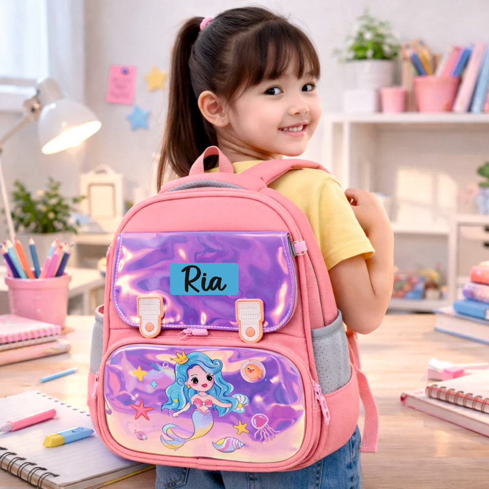 Little Dreamers Hologram Backpack For Todlers & Kids  - Pink Pearl Princess