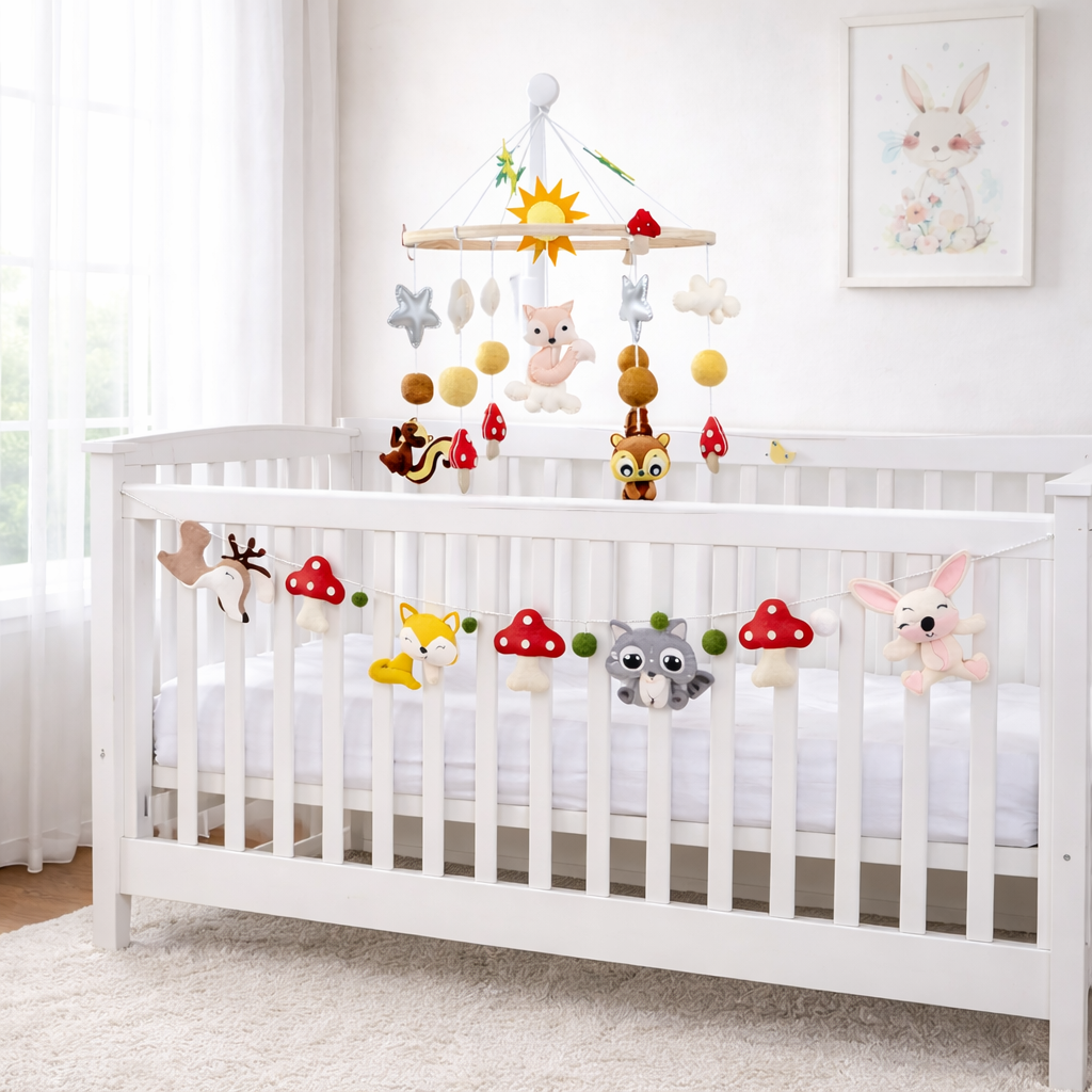 Little Woodland Tales Cot Mobile & Bunting Combo