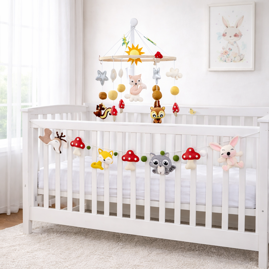 Little Woodland Tales Cot Mobile & Bunting Combo