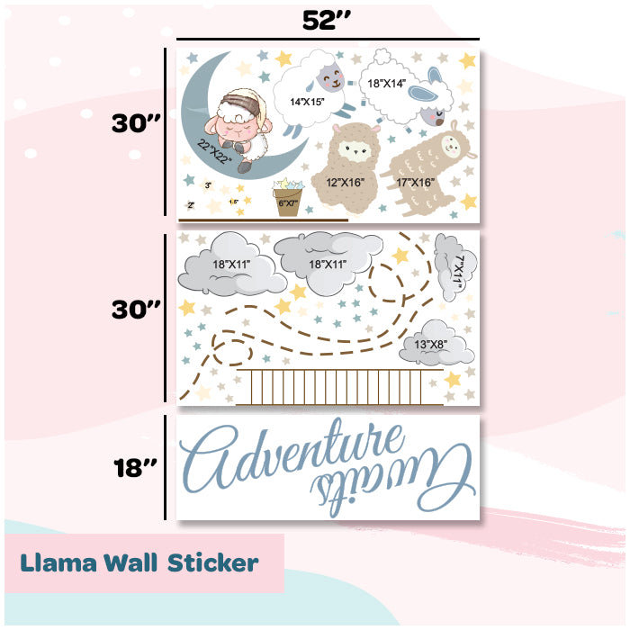 Llama Wall Decals for Kids Room