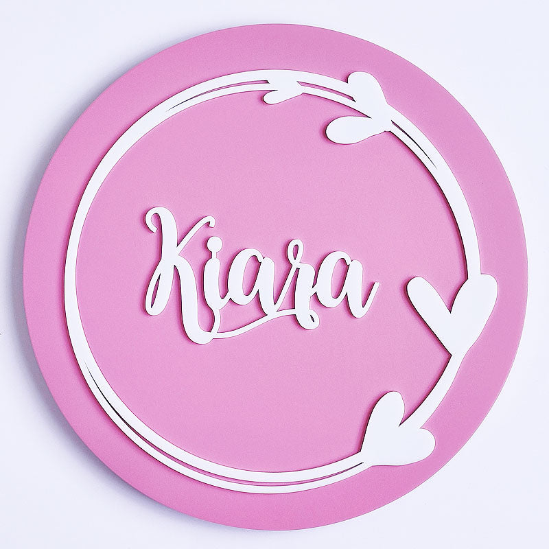 Love Wreath Name Plaque - Pink