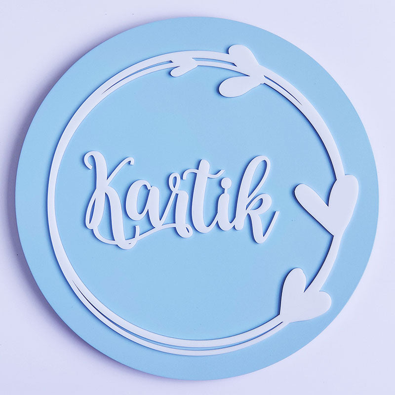 Love Wreath Name Plaque - Blue