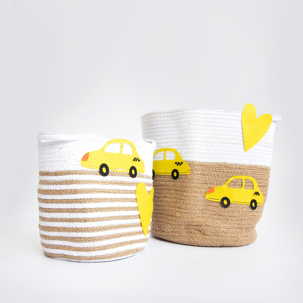 Love for Cars- Cotton Rope Baskets (Individual/Set Of 2)