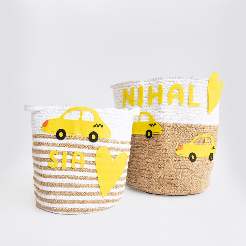 Love for Cars- Cotton Rope Baskets (Individual/Set Of 2)