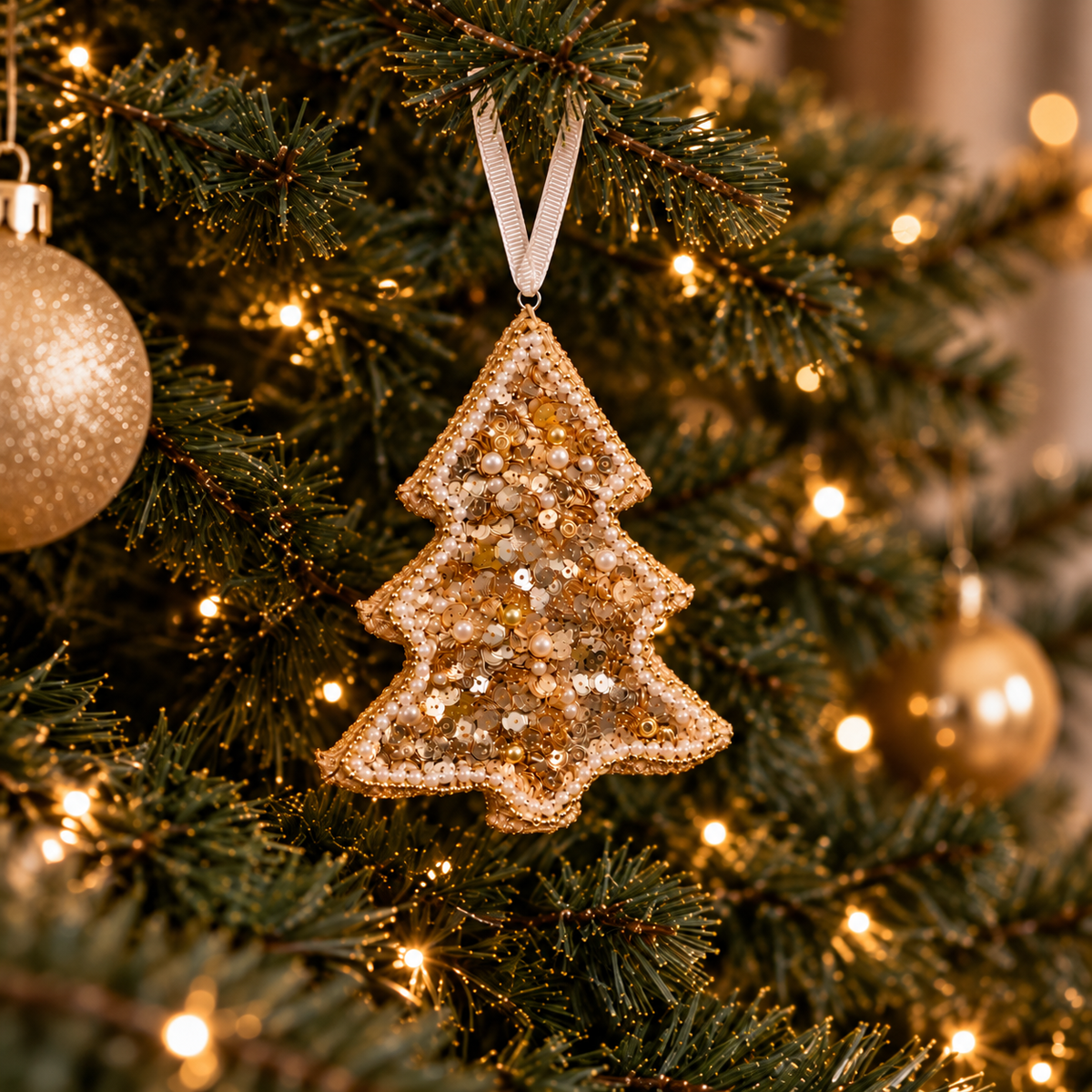 Luxury Gold Sequin Tree Ornament