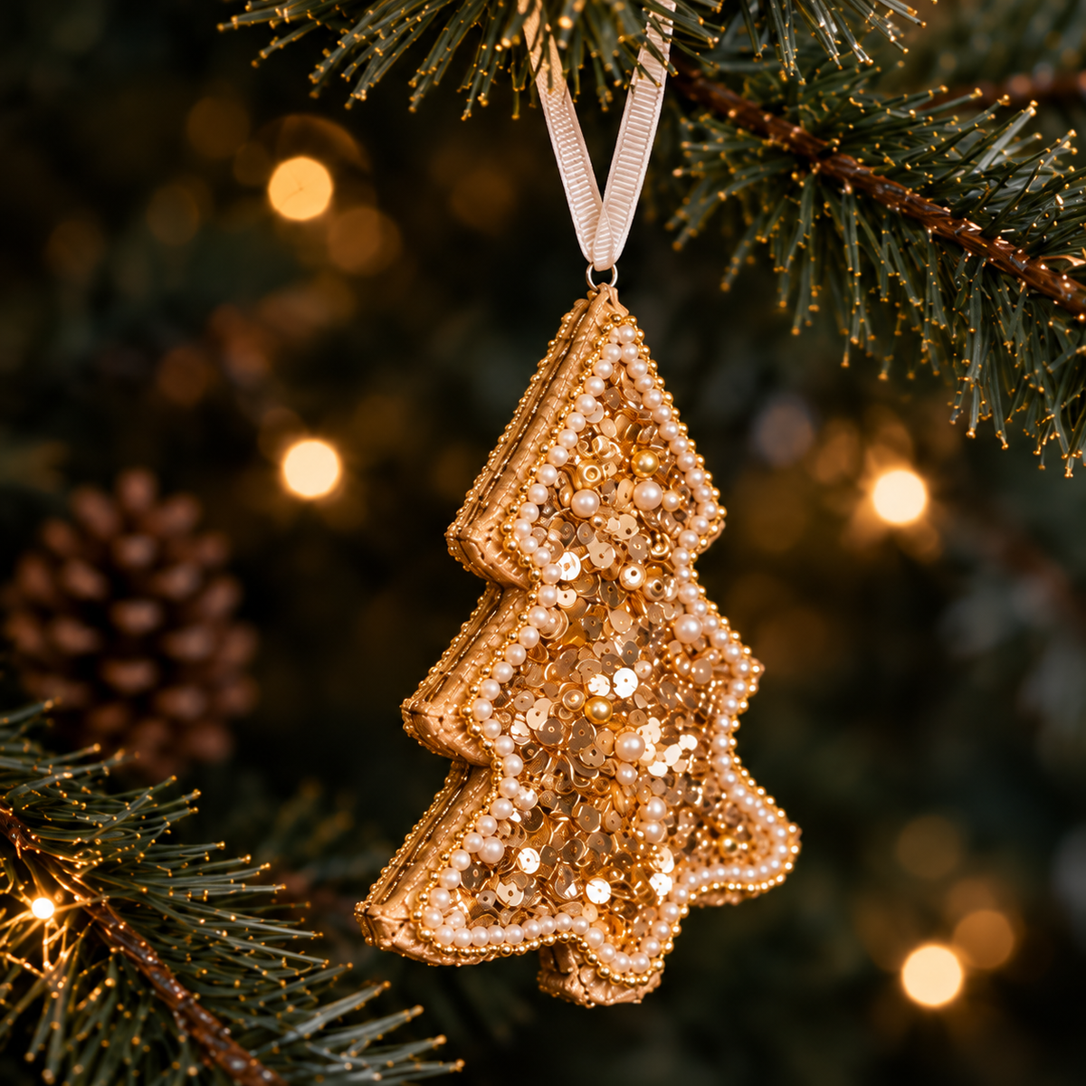 Luxury Gold Sequin Tree Ornament