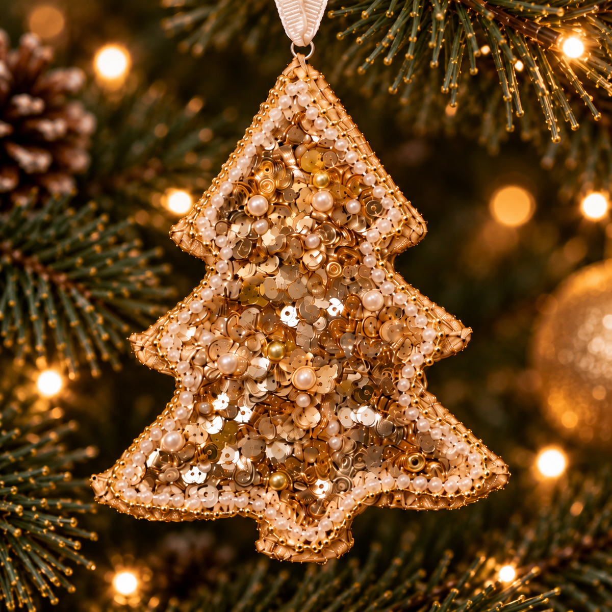 Luxury Gold Sequin Tree Ornament