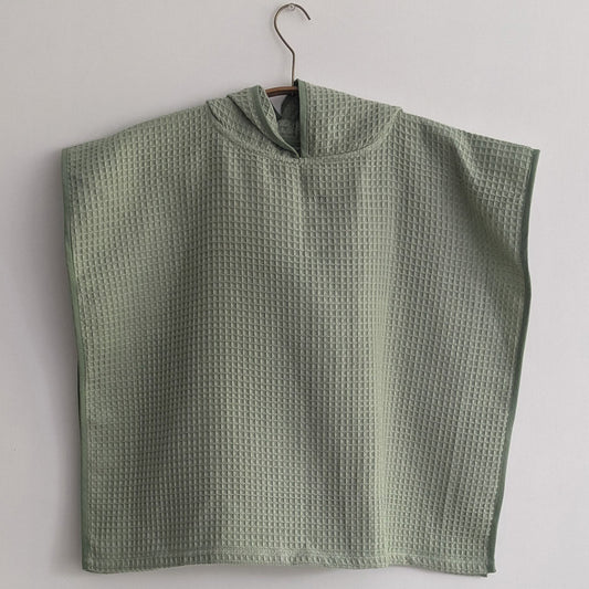 ORGANIC WAFFLE HOODED PONCHO TOWEL SET - MINT