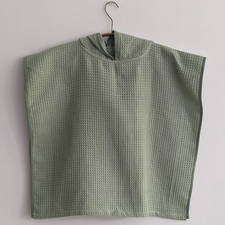 ORGANIC WAFFLE HOODED PONCHO TOWEL SET - MINT