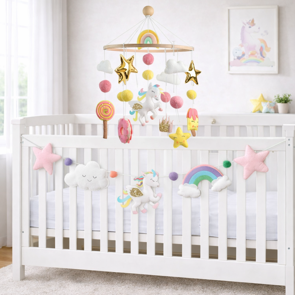 Magical Unicorn Cot Mobile & Bunting Combo