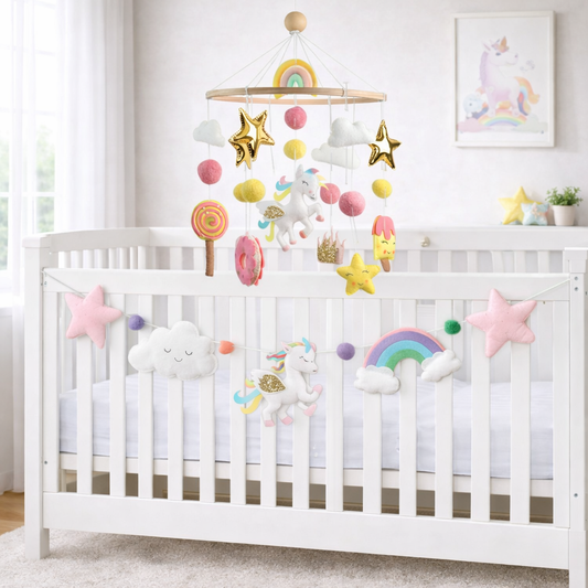 Magical Unicorn Cot Mobile & Bunting Combo