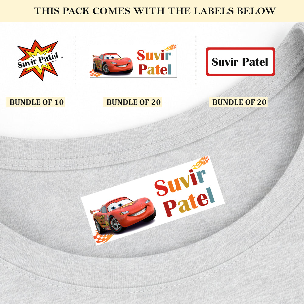 McQueen’s Raceway Iron On Label ( Pack of 50 )