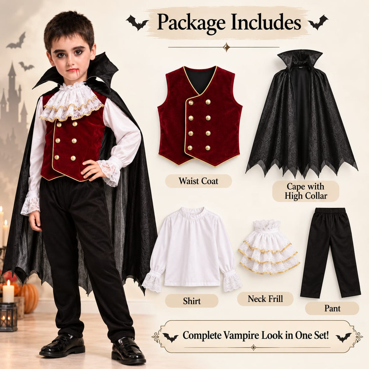 Midnight Vampire Costume for Kids