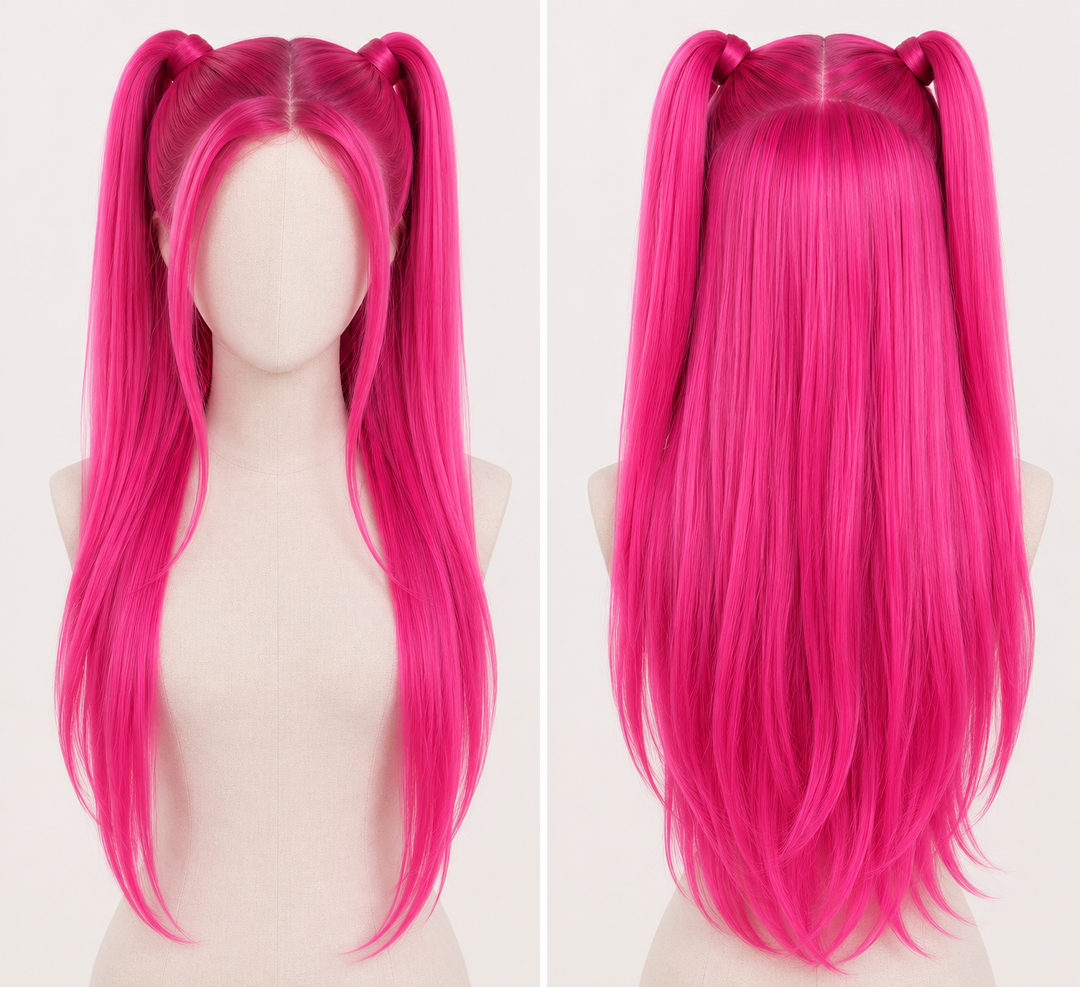 Mira K-Pop Star Pink Ponytail Wig