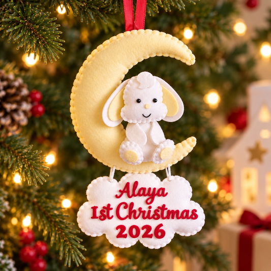 Moonlit Cuddle Bunny Felt Ornament