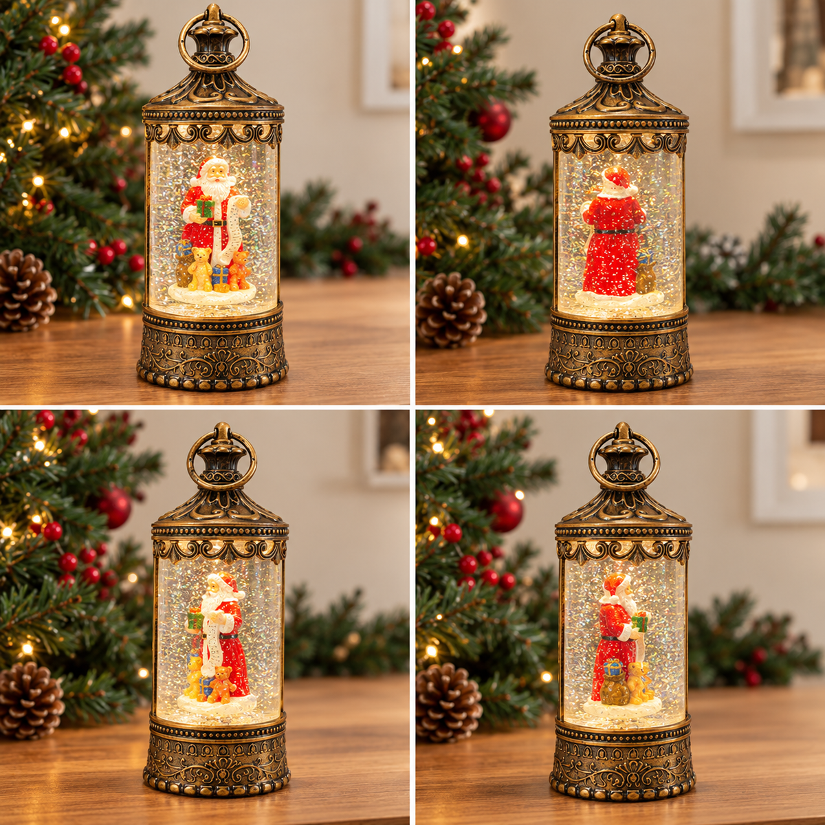 Musical Light-Up Santa Lantern Rotating Santa