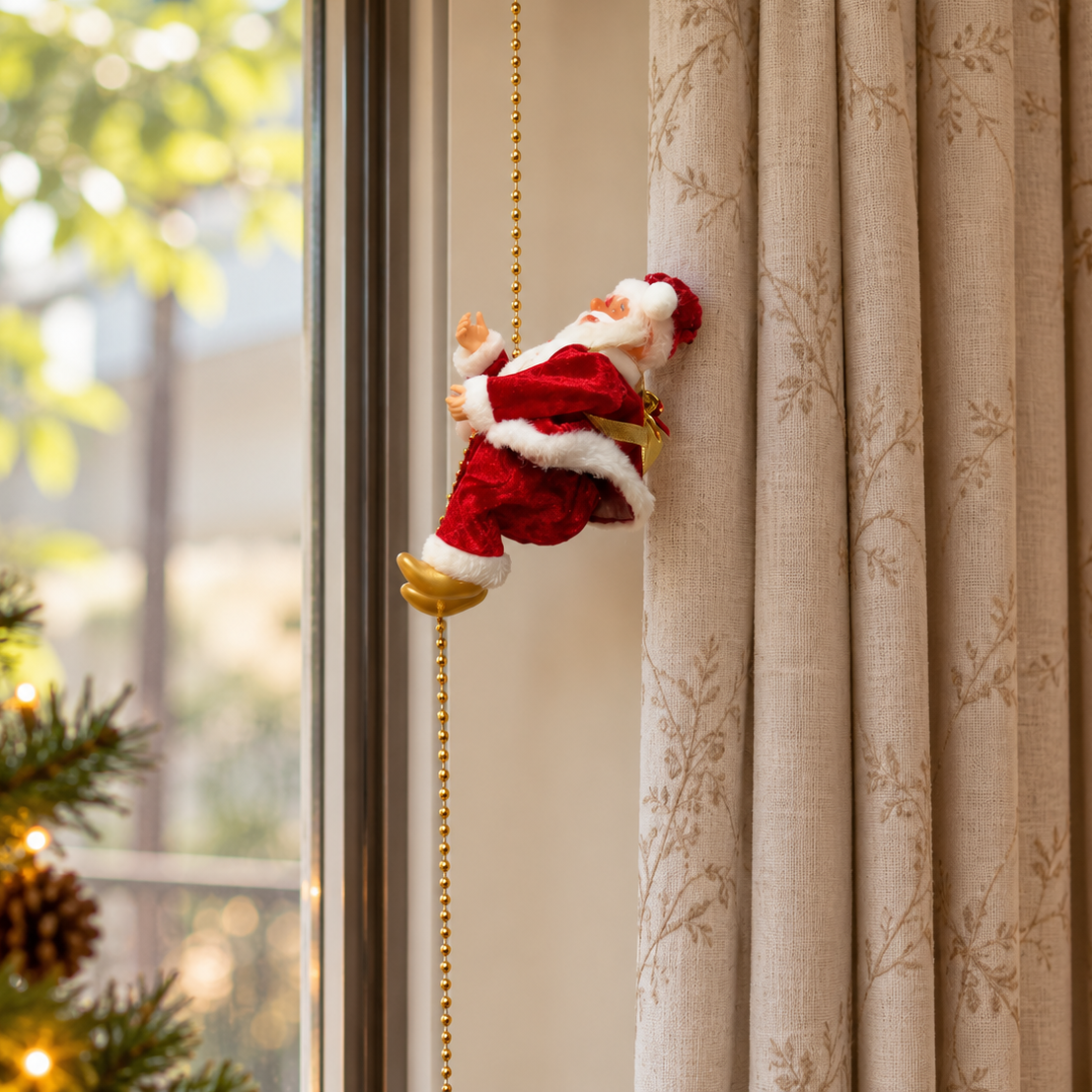 Musical Light-Up Sequin Climbing Santa