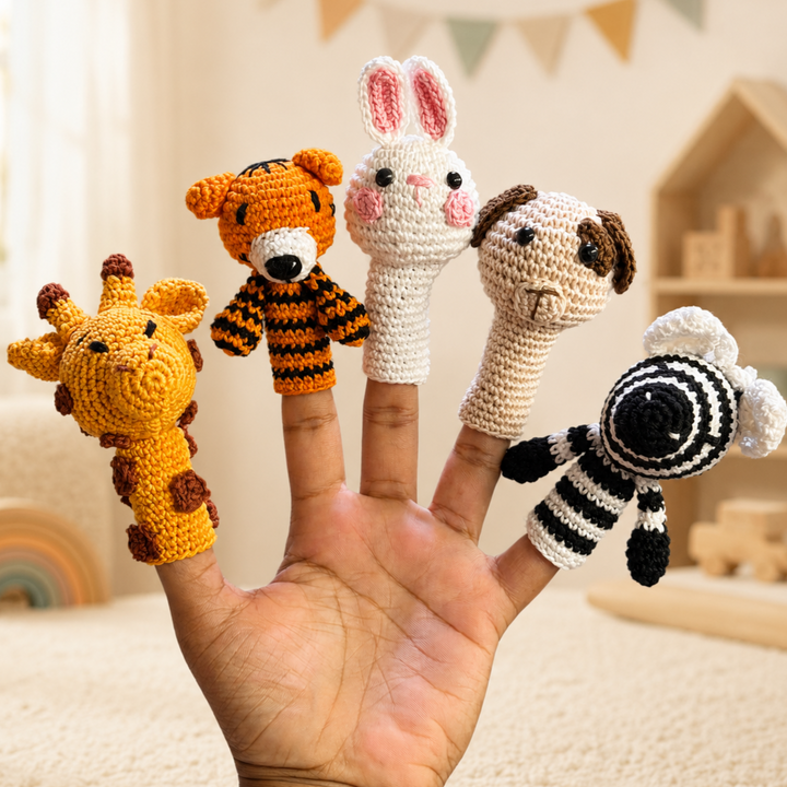 Babble Wrap Little Fingers, Big Stories – Animal Puppet Set Of 5