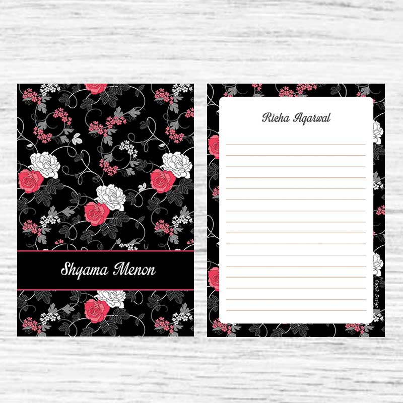 Black Floral Letterpad