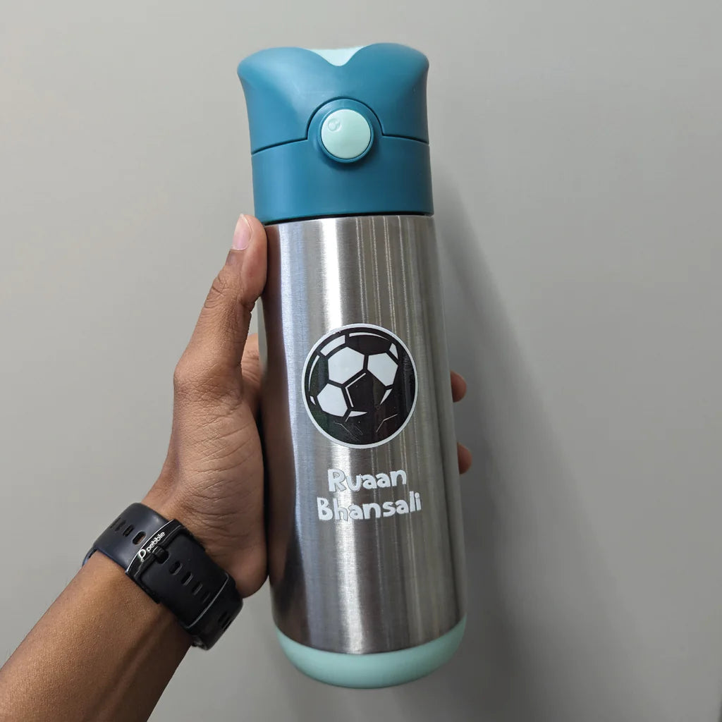 Insulated Straw Sipper Drink Water Bottle 350ml Emerald Forest Green