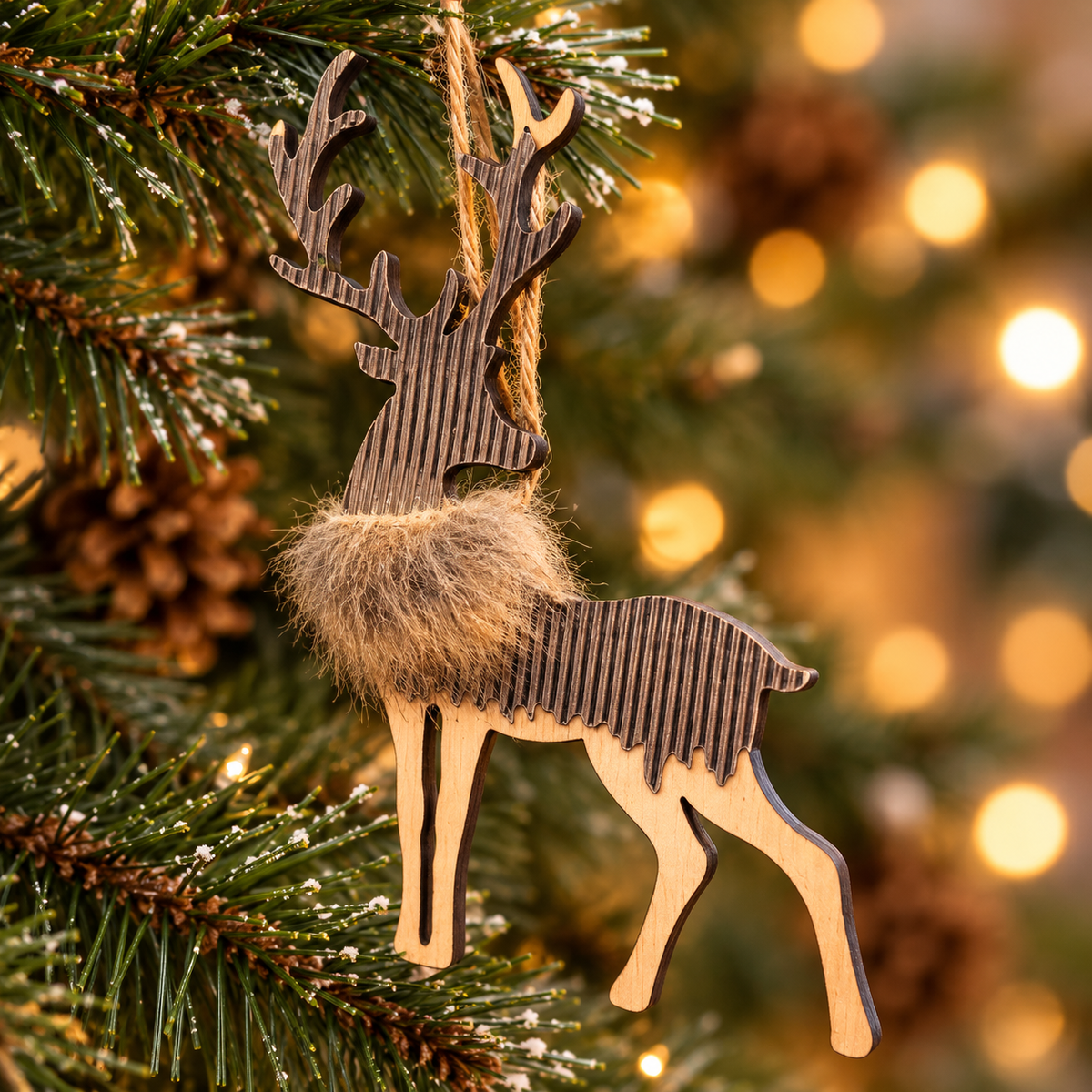 Nordic Reindeer Faux Fur Ornament