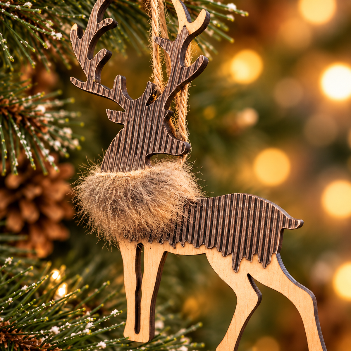 Nordic Reindeer Faux Fur Ornament